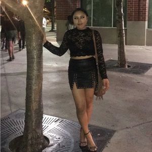 Boho Leather Mini Skirt